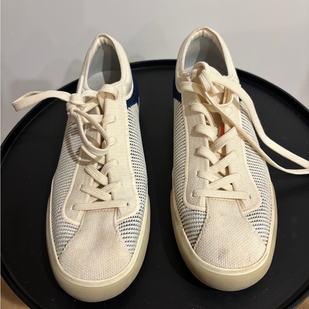 Rothy’s Cream and Blue Sneakers